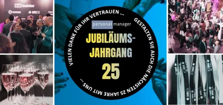 Der personal manager feiert sein 25-jähriges Jubiläum auf der HREX. Das Titelbild zeigt Fotos der Vorjahres-Veranstaltung.